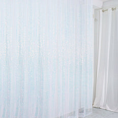 8ftx8ft Iridescent Blue Sequin Photography Booth Backdrop Semi-Sheer Curtain