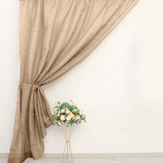 8ftx8ft Natural Jute Burlap Backdrop Curtain Panel, Rustic Photography Backdrops Drapery