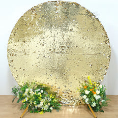 Champagne Big Payette Sparkle Sequin Round Wedding Arch Cover, Shiny Shimmer Backdrop Stand Cover