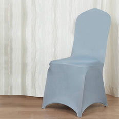 Dusty Blue Spandex Stretch Fitted Banquet Chair Cover With Foot Pockets - 160GSM Premium Spandex
