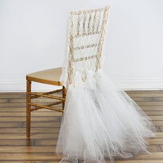 Ivory Lace & Tulle Chair Tutu Cover Skirt, Wedding Event Chair Decor