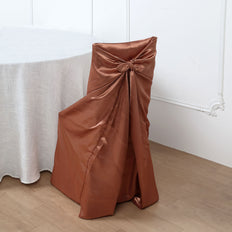 Terracotta Universal Satin Chair Covers, Folding, Dining, Banquet & Standard Size Chair Covers