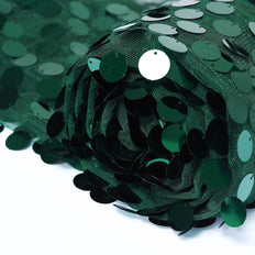 54inch x 4Yards - Hunter Emerald Green Payette Sequin Fabric Roll with Mesh Fabric Base