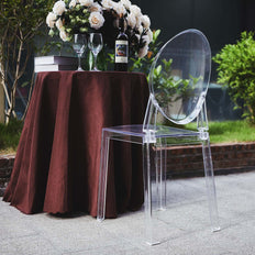 Clear Transparent Banquet Ghost Chair, Armless Stacking Accent Chair with Oval Back