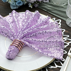 20x20inch Lavender Premium Sequin Cloth Dinner Napkin | Reusable Linen