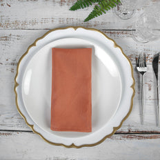 5 Pack | Terracotta Seamless Cloth Dinner Napkins, Wrinkle Resistant Linen | 17inchx17inch