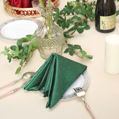 5 Pack | Hunter Emerald Green Premium Sheen Finish Velvet Cloth Dinner Napkins