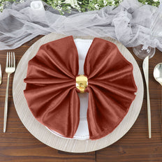 5 Pack | Terracotta Premium Sheen Finish Velvet Cloth Dinner Napkins | 20inch x 20inch