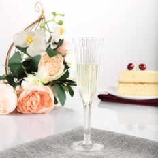 12 Pack | 6 oz | Plastic Champagne Flutes Disposable | Clear | Flared Design | Detachable Clear Base