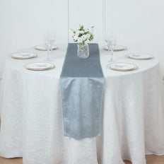 12Inch x 108Inch | Dusty Blue | Premium Velvet Table Runner