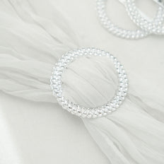 20 Pack | Silver Rhinestone 2" Acrylic Chair Sash Buckles, Round Diamond Ribbon Sliders