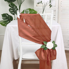 5 Pack - 6x106 inches Terracotta Satin Chair Sashes
