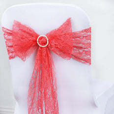5 Pcs | 6 inch x108 inch Coral Lace Chair Sashes#whtbkgd