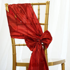 5 PCS | 7 Inch x 106 Inch | Red Pintuck Chair Sash | TableclothsFactory#whtbkgd
