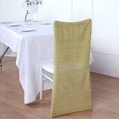 Metallic Glittering Shiny Champagne Spandex Stretch Chair Slipcover