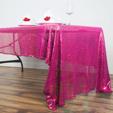 60"x126" Fuchsia Premium Sequin Rectangle Tablecloth