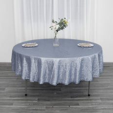 90inch Dusty Blue Premium Sequin Round Tablecloth