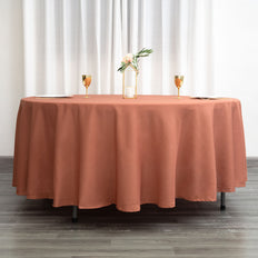 108inch Terracotta Polyester Round Tablecloth
