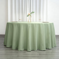 120inch Sage Green Polyester Round Tablecloth | Washable Linen Tablecloth