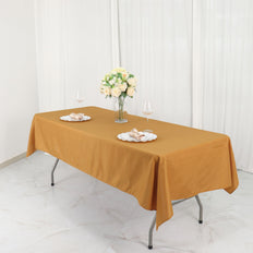 54x96Inch Gold Polyester Rectangle Tablecloth, Reusable Linen Tablecloth