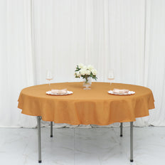 70inch Gold Polyester Round Tablecloth, Reusable Linen Tablecloth