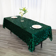 60inch x 102inch Big Payette Hunter Emerald Green Sequin Rectangle Tablecloth