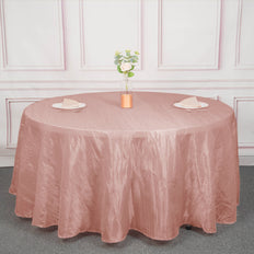 120 inches Accordion Crinkle Taffeta Round Tablecloth - Dusty Rose