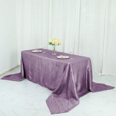 90Inchx156Inch Accordion Crinkle Taffeta Rectangular Tablecloth - Violet Amethyst