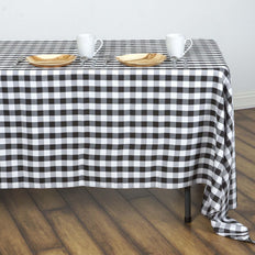 Buffalo Plaid Tablecloths | 60x126 Rectangular | White/Black | Checkered Polyester Tablecloth