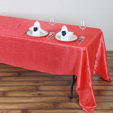 60x126 Coral Crinkle Crushed Taffeta Rectangular Tablecloth
