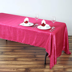 60"x126" Fuchsia Crinkle Crushed Taffeta Rectangular Tablecloth