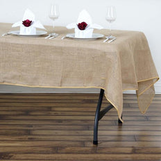 60"x102" Natural Rectangle Burlap Rustic Tablecloth | Jute Linen Table Decor