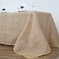 90"x156" Natural Rectangle Burlap Rustic Tablecloth | Jute Linen Table Decor