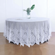 Lace Tablecloths, 108 inch Round Tablecloth, White Tablecloths | TableclothsFactory