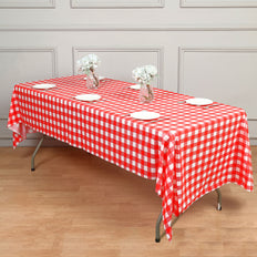 Buffalo Plaid Rectangle Vinyl, PVC Checkered Spill Proof | Disposable Waterproof Tablecloths