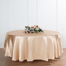 108" Beige Satin Round Tablecloth