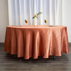 108Inch Terracotta Satin Round Tablecloth