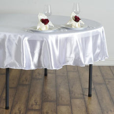 90 inch White Satin Round Tablecloth