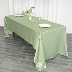 60inch x 126inch Sage Green Satin Rectangular Tablecloth
