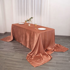 90x156 inches Terracotta Satin Rectangular Tablecloth