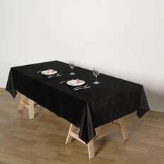 60inch x 102inch Black Premium Velvet Rectangle Tablecloth, Reusable Linen