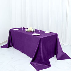 90x132Inch Purple Premium Velvet Rectangle Tablecloth, Reusable Linen