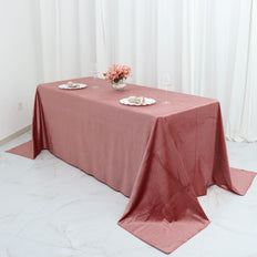 90x132inch Dusty Rose Premium Sheen Velvet Rectangle Tablecloth